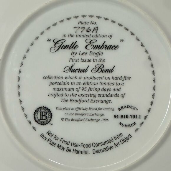 Vintage Bradford Exchange “Gentle Embrace” by Lee Bogle Decorative Plate 1996 - Picture 7 of 9